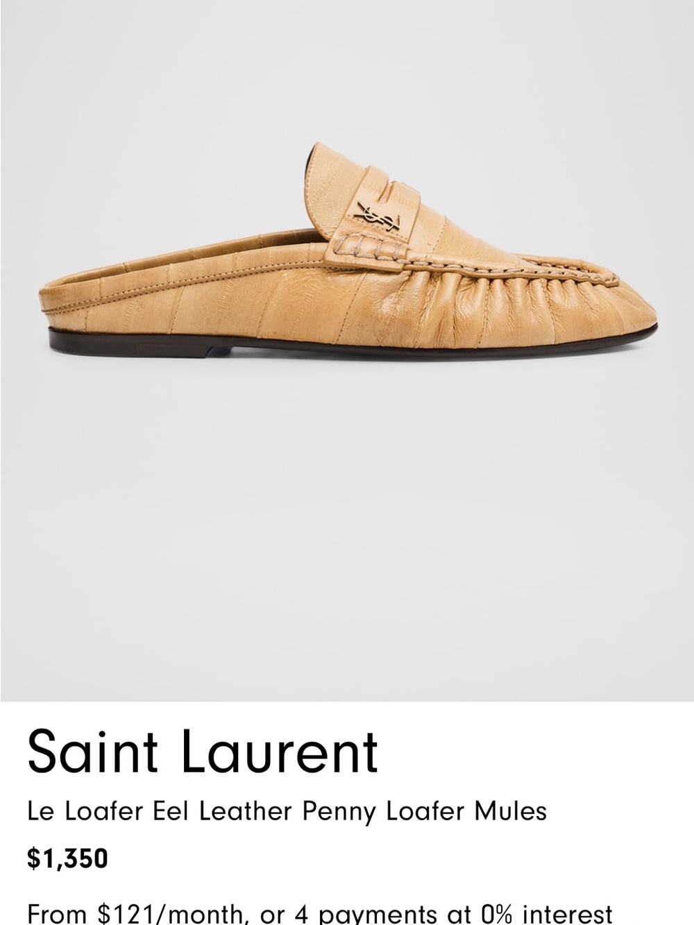 Saint Laurent Tan Eel Leather Backless Penny Loafer Slide - Picture 5 of 15